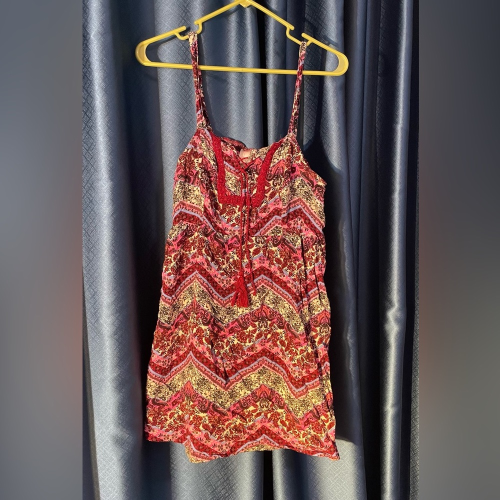 No Boundaries Maroon and Pink Floral Camisole Dress